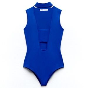 Zara Knit Bodysuit With Cut-out Choker